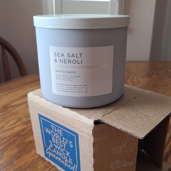 White Barn Accents Nwt White Barn Sea Salt Neroli 3wick Candle